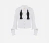 Elisabetta Franchi Cropped Top With Long Cuffs And Buttons In White