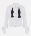 Elisabetta Franchi Cropped Top With Long Cuffs And Buttons In White