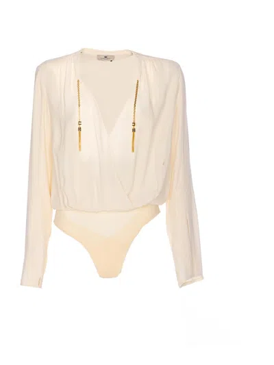 Elisabetta Franchi White Shirt In Brown