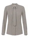 Elisabetta Franchi Patterned Tie Shirt In Gray