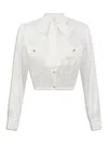 Elisabetta Franchi Bow Detail Long Sleeves Chest Pockets Tops In White