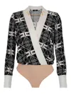 Elisabetta Franchi Wrap V-neck Geometric Long Sleeve Shirt In Multicolour