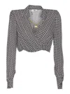 Elisabetta Franchi Cropped Wrap Front Shirt With Neckline Detail In Multi
