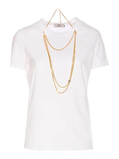 ELISABETTA FRANCHI JERSEY T-SHIRT WITH JEWEL DETAIL