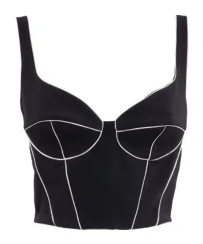 ELISABETTA FRANCHI ELISABETTA FRANCHI CONTRAST PIPING CRÊPE TOP