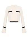 Elisabetta Franchi Camisole Shirt With Layered Ruffle Cuffs In Neutral