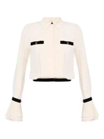 ELISABETTA FRANCHI CAMISOLE SHIRT WITH LAYERED RUFFLE CUFFS
