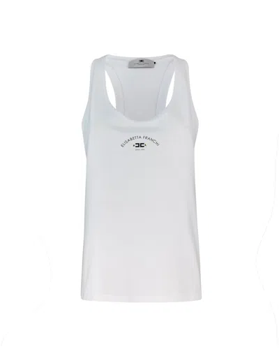 Elisabetta Franchi Canotta In Jersey Con Logo In White