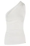 Elisabetta Franchi One-shoulder Top In Lightweight Jersey Fabric In Avorio