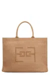 Elisabetta Franchi Canvas Tote Bag In Brown