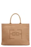 Elisabetta Franchi Canvas Tote Bag In Brown