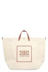 Elisabetta Franchi Canvas Tote Bag In White