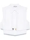 Elisabetta Franchi Collared Sleeveless Shirt Pleated Front In White