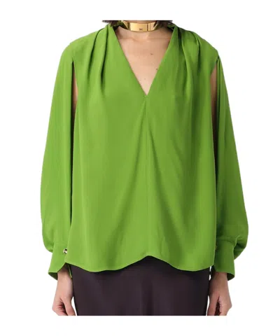 Elisabetta Franchi Cape Sleeved Georgette Blouse In Multi
