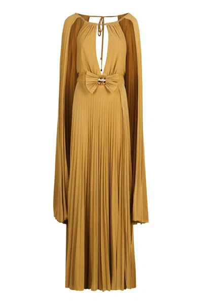 Elisabetta Franchi Cape-style Dress In Yellow