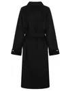 Elisabetta Franchi Knee-length Wrap Wool Coat In Black