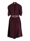 Elisabetta Franchi Double Wool Cape Capes Bordeaux In Red