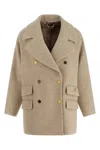Elisabetta Franchi Double-breasted Coat Coats And Trench Coats White In Neutral