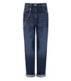 Elisabetta Franchi Capri Blue Denim Jeans With Removable Gold Chain In Blue