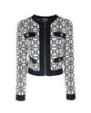 Elisabetta Franchi Cropped Cardigan Jacquard Logo In E84