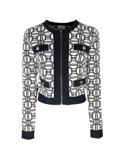 Elisabetta Franchi Zippered Knitted Cardigan In Multi
