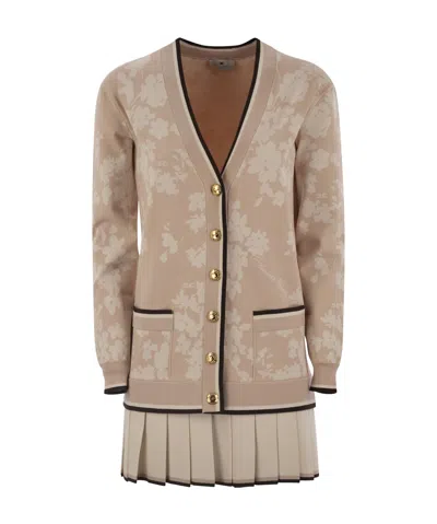 ELISABETTA FRANCHI ELISABETTA FRANCHI FLORAL JACQUARD CARDIGAN DRESS