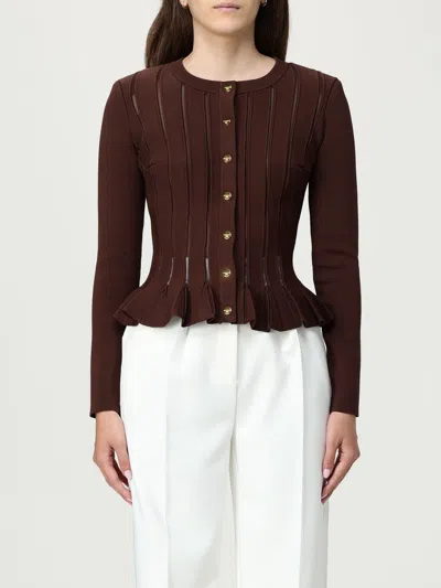 ELISABETTA FRANCHI CARDIGAN ELISABETTA FRANCHI WOMAN COLOR BROWN,H26114032