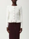 Elisabetta Franchi Ribbed Buttoned Cardigan In White