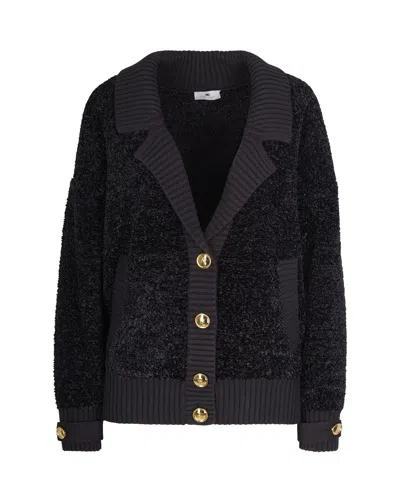 Elisabetta Franchi Textured Cardigan In Black