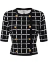 Elisabetta Franchi T-shirt With Geometric Pattern And Gold Buttons