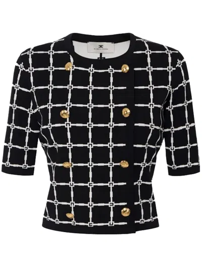 ELISABETTA FRANCHI ELISABETTA FRANCHI CARDIGAN IN JACQUARD LOGO