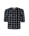 Elisabetta Franchi T-shirt With Geometric Pattern And Gold Buttons In 685