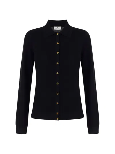 Elisabetta Franchi Cardigan In Knit Fabric In Black