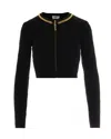 Elisabetta Franchi Cardigan In Maglia A Rombi Con Dettaglio Gioiello Nero In Black