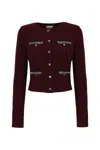 Elisabetta Franchi Cardigan In Rouge Noire Boucle In Rouge Noir