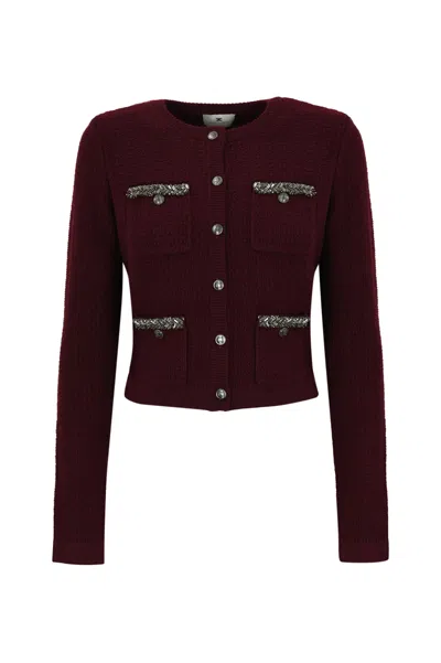 ELISABETTA FRANCHI CARDIGAN IN ROUGE NOIRE BOUCLE