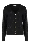 Elisabetta Franchi V-neck Textured Pattern Knitwear Cardigan In Black