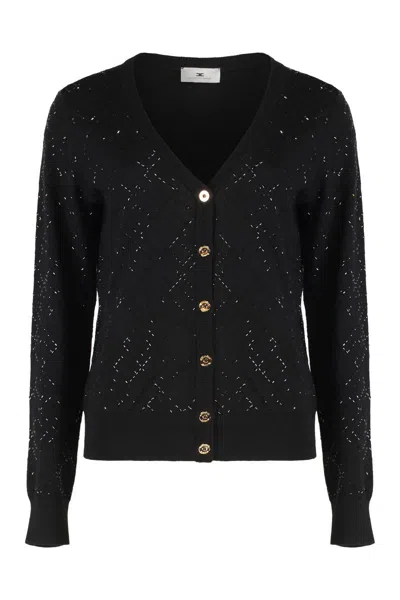 ELISABETTA FRANCHI ELISABETTA FRANCHI CARDIGAN IN WOOL WITH CRYSTALS