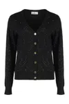 Elisabetta Franchi V-neck Textured Pattern Knitwear Cardigan In Black
