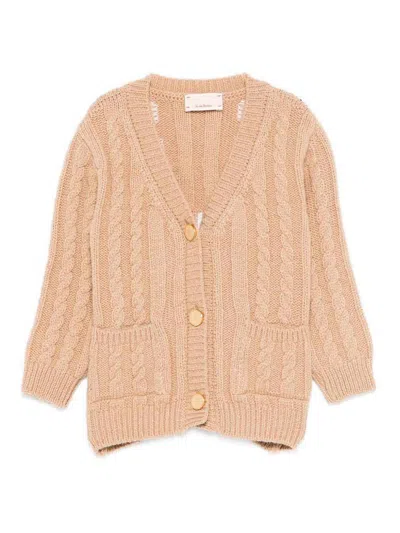Elisabetta Franchi Cardigan With Cable Knit In Orange