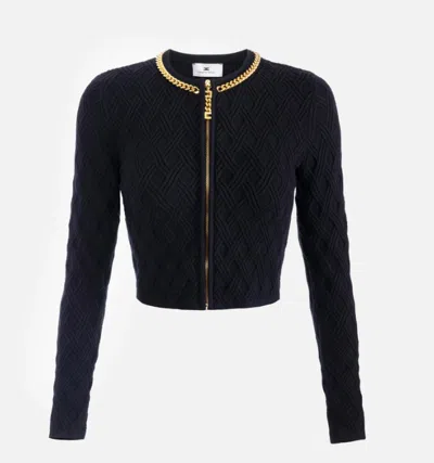 Elisabetta Franchi Jewel Zip Puller Cardigan Sweaters And Cardigans Black