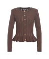 Elisabetta Franchi Cardigan With Ruffle Details In Brown