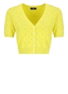 Elisabetta Franchi Cedar Cropped Cardigan With Rhinestones In Yellow