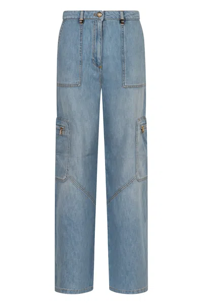 Elisabetta Franchi Cargo Jeans In Navy