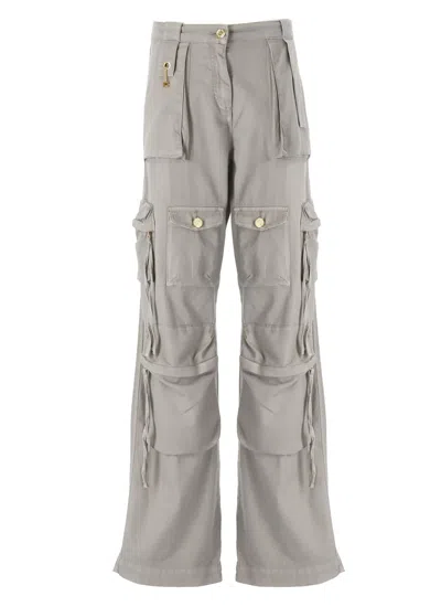 Elisabetta Franchi Mid-rise Wide-leg Cargo Jeans In Grey