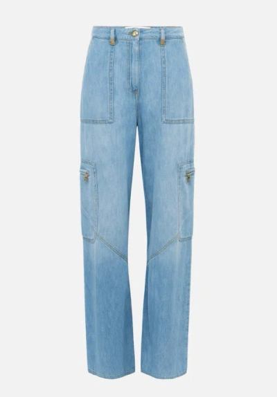 Elisabetta Franchi Cargo Jeans With Jewel Details In Blue