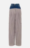 Elisabetta Franchi Denim-peplum Cargo Trousers In Neutral