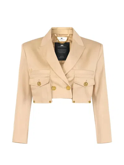 Elisabetta Franchi Cargo-pocket Double-breasted Jacket In Neutral