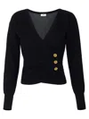 Elisabetta Franchi Cashmere Blend Jumper With Jewel Buttons In Black