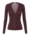 Elisabetta Franchi Cashmere Blend Ribbed Cardigan In Burgundy